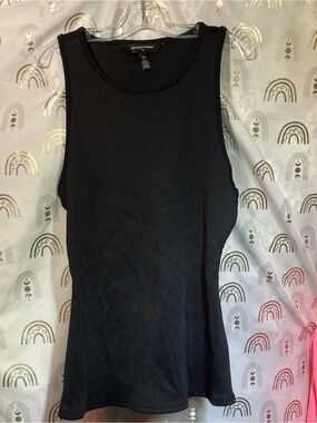 Black Ribbed Scoop-Neck Tank
